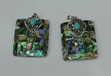 CGP307 30*40mm rectangle abalone shell pendants wholesale