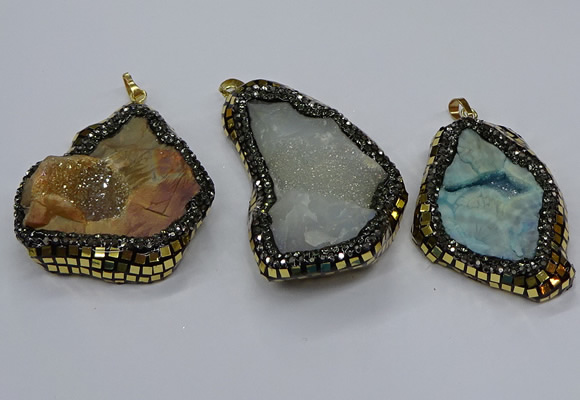 CGP3083 40*50mm - 45*55mm freeform druzy agate pendants