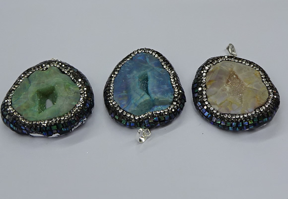 CGP3084 40*50mm - 45*55mm freeform druzy agate pendants