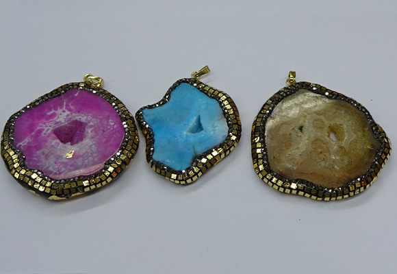 CGP3087 40*50mm - 50*65mm freeform druzy agate pendants