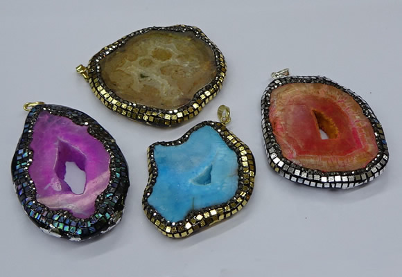 CGP3089 40*50mm - 50*65mm freeform druzy agate pendants