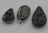 CGP3100 25*40mm - 30*65mm freeform plated druzy amethyst pendants