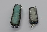 CGP3101 15*45mm - 15*55mm rectangle druzy agate pendants