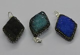 CGP3103 25*40mm diamond druzy agate pendants wholesale