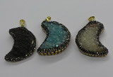 CGP3104 25*40mm moon-shaped druzy agate pendants wholesale