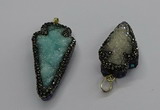 CGP3106 20*40mm - 25*45mm arrowhead druzy agate pendants