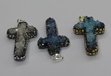 CGP3111 30*50mm cross druzy agate pendants wholesale