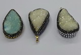 CGP3113 30*55mm flat teardrop druzy agate pendants wholesale