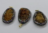 CGP3127 30*50mm - 35*55mm freeform druzy agate pendants