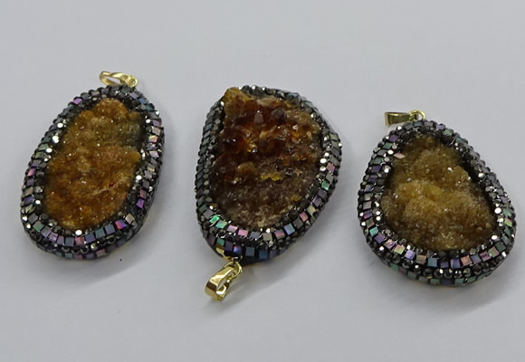 CGP3127 30*50mm - 35*55mm freeform druzy agate pendants