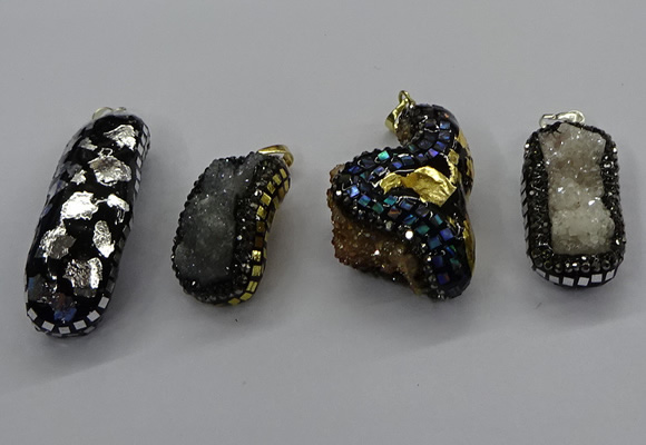 CGP3129 20*40mm - 25*45mm freeform druzy agate pendants