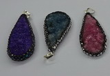 CGP3138 25*50mm - 25*55mm flat teardrop druzy agate pendants