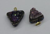 CGP3140 25*30mm - 30*35mm triangle plated druzy amethyst pendants