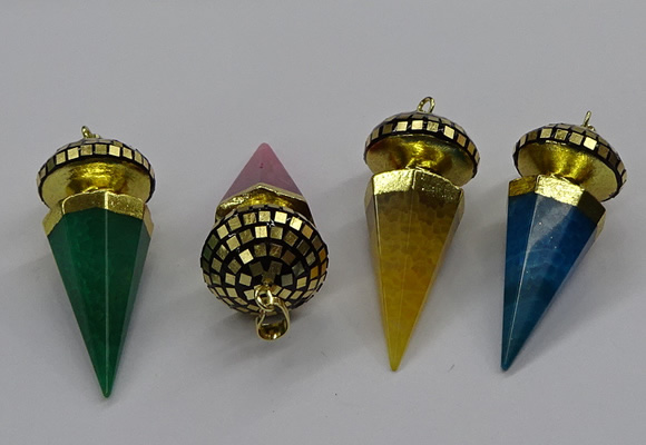 CGP3156 22*50mm faceted cone agate gemstone pendants wholesale