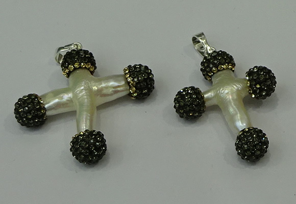 CGP316 25*35mm - 30*35mm cross pearl pendants wholesale