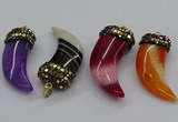 CGP3166 20*50mm - 25*55mm horn agate gemstone pendants