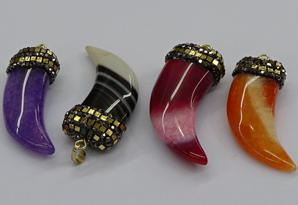 CGP3166 20*50mm - 25*55mm horn agate gemstone pendants