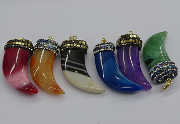 CGP3168 20*50mm - 25*55mm horn agate gemstone pendants