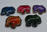 CGP3176 50*55mm elephant agate gemstone pendants wholesale