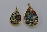 CGP3256 25*40mm - 30*50mm flat teardrop druzy agate pendants