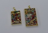 CGP3258 25*40mm - 30*50mm rectangle druzy agate pendants