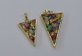 CGP3262 25*40mm - 30*50mm triangle druzy agate pendants wholesale