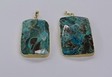 CGP3280 30*50mm - 35*55mm faceted rectangle ocean agate pendants