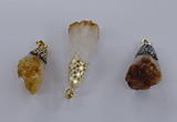 CGP3298 20*40mm - 25*45mm faceted freeform druzy citrine pendants