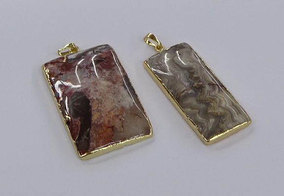 CGP3334 25*50mm - 35*55mm rectangle crazy lace agate pendants