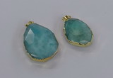 CGP3341 25*35mm - 30*40mm faceted freeform blue sponge quartz pendants