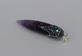 CGP3367 15*50mm - 16*65mm sticks amethyst gemstone pendants