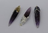 CGP3368 15*50mm - 16*65mm sticks amethyst gemstone pendants