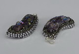 CGP3385 18*40mm - 22*45mm horn plated druzy amethyst pendants