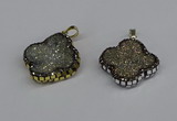 CGP3392 28*28mm - 30*30mm flower plated druzy agate pendants