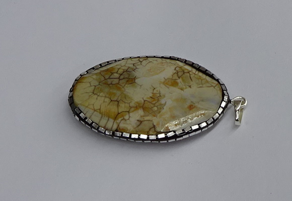 CGP3405 35*50mm faceted oval agate pendants wholesale