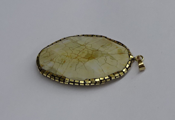 CGP3406 35*50mm faceted oval agate pendants wholesale