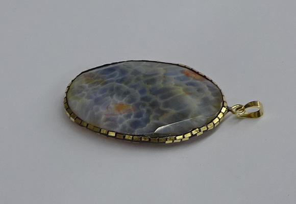 CGP3411 35*50mm faceted oval agate pendants wholesale