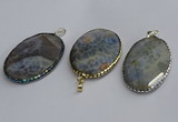 CGP3413 35*50mm faceted oval agate pendants wholesale