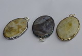 CGP3414 35*50mm faceted oval agate pendants wholesale