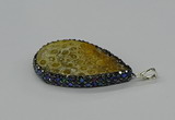 CGP3418 30*50mm - 35*55mm flat teardrop fossil coral pendants