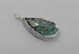 CGP3474 30*40mm - 35*50mm faceted flat teardrop ocean agate pendants