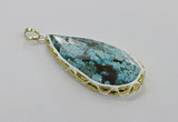 CGP3475 30*50mm - 35*55mm faceted flat teardrop ocean agate pendants