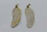 CGP3500 22*60mm - 25*65mm feather fossil coral pendants