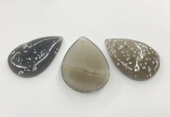 CGP3519 35*50mm - 40*55mm flat teardrop sakura agate slab pendants