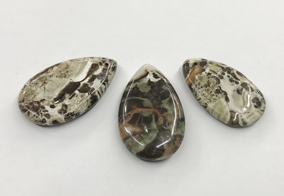 CGP3536 25*40mm - 28*48mm flat teardrop ocean agate slab pendants