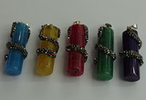 CGP354 12*40mm tube agate gemstone pendants wholesale