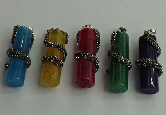 CGP354 12*40mm tube agate gemstone pendants wholesale