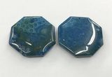 CGP3549 50mm - 53mm octagonal chrysanthemum agate slab pendants