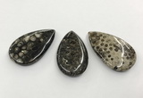 CGP3553 28*48mm - 30*50mm flat teardrop chrysanthemum agate slab pendants