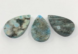 CGP3560 30*50mm - 35*55mm flat teardrop ocean agate slab pendants